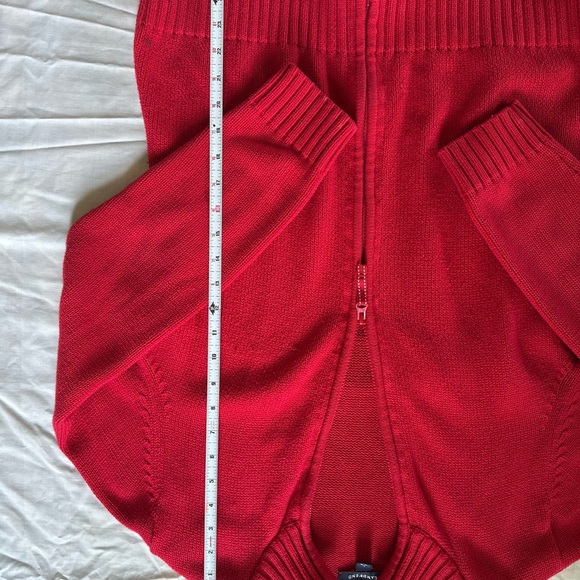 Lands' End Women's Red Zip-Up Cardigan - Picture 5 of 6